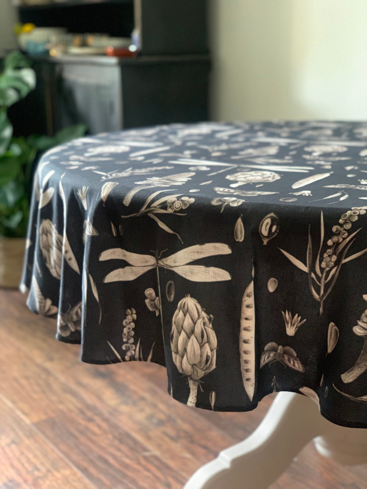 Round Tablecloth, 100% Cotton | Moonlight