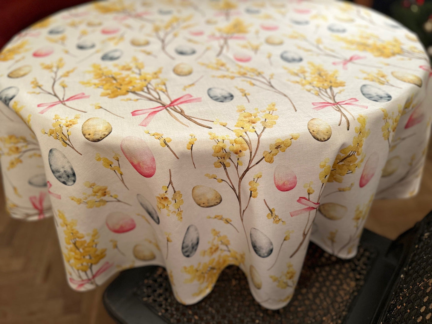 Round Tablecloth, 100% Cotton | Easter Happy