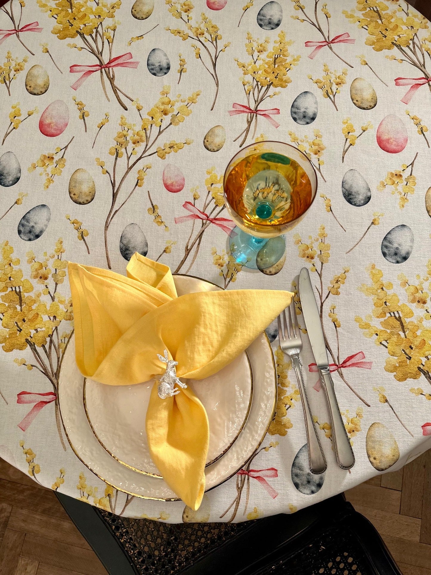 Round Tablecloth, 100% Cotton | Easter Happy